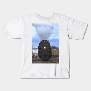 Big Boy 4014 with smoke,steam, and clouds Kids T-Shirt